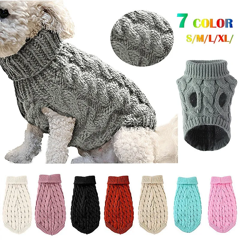 Winter Dog Clothes Puppy Knitting Warm Wool Outfit Pet Clothing for Small Medium Chihuahua Dogs Teddy French Bulldog Clothes