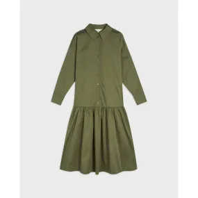 Women Wmd-Ressa-Boxy Shirt Dress With Deep Tier - Olive