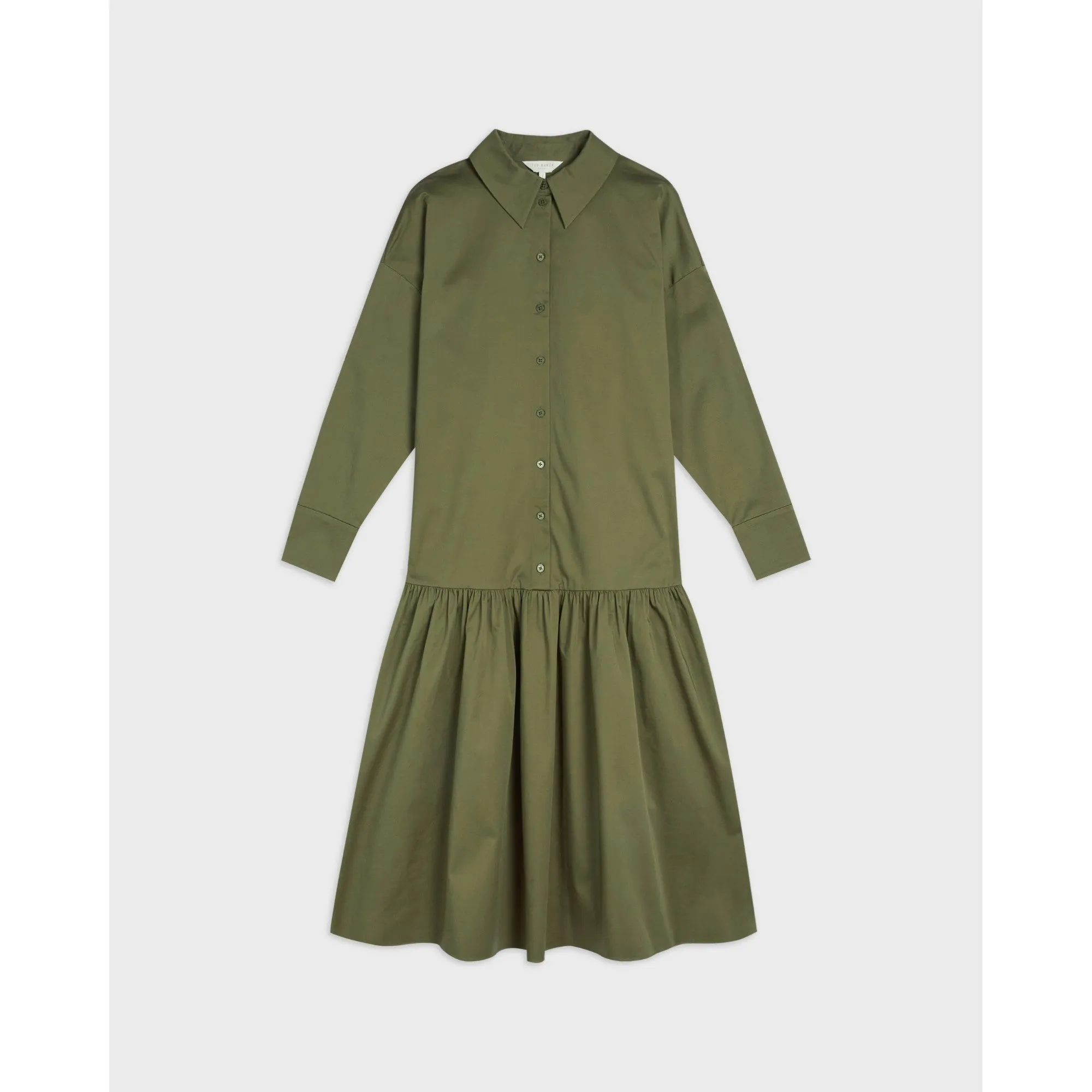 Women Wmd-Ressa-Boxy Shirt Dress With Deep Tier - Olive