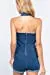 Women's Notched Collar Halter Style Neck Denim Romper