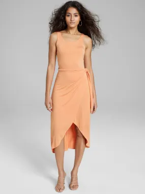 Women's Plain Solid Long Dress,Orange