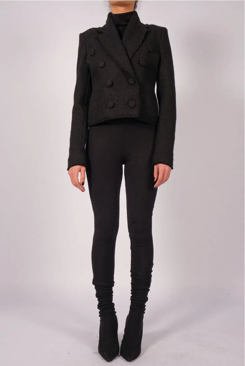 Wool Cropped Double Breasted Jacket