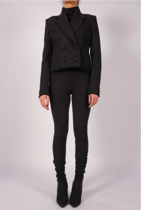 Wool Cropped Double Breasted Jacket