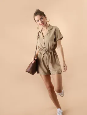 WREN Buttoned Romper (Latte)