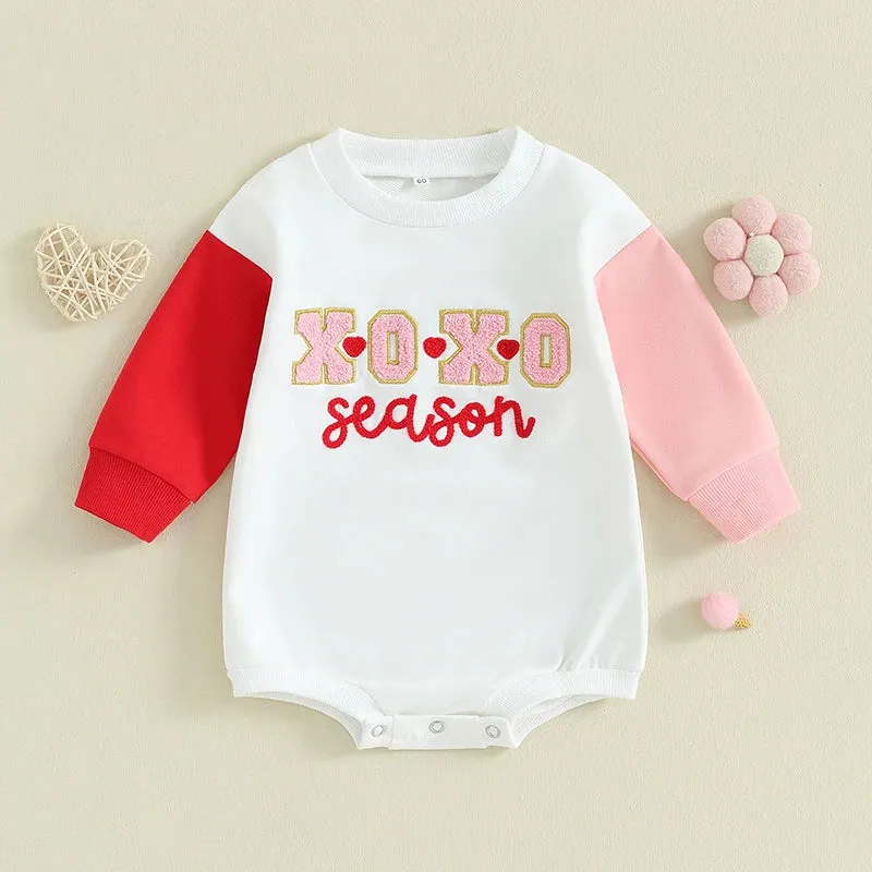 XoXo Season - Cute Infant Baby Girl Valentine Day Romper Long Sleeve Sweatshirt
