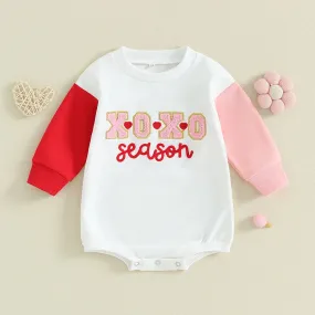XoXo Season - Cute Infant Baby Girl Valentine Day Romper Long Sleeve Sweatshirt