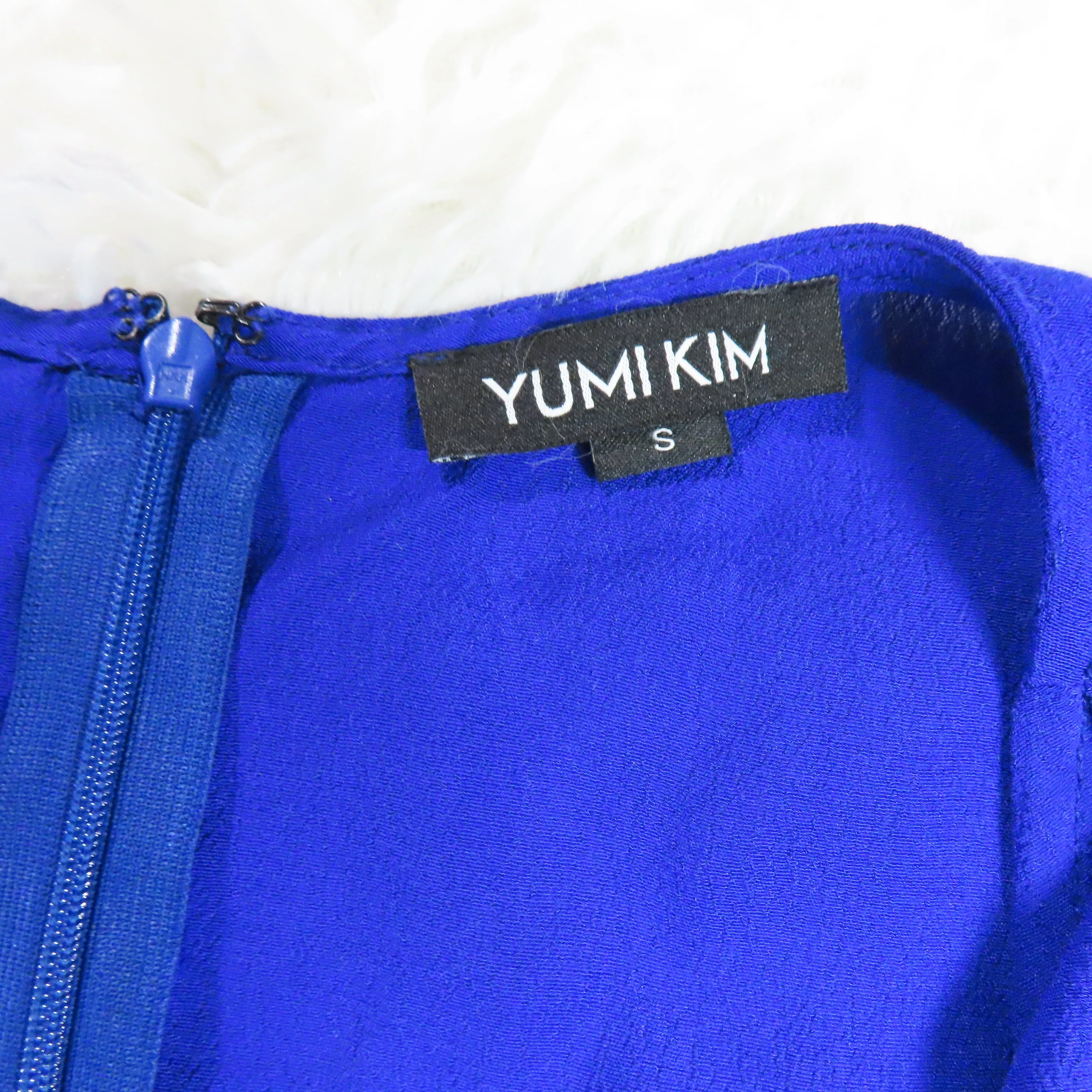 Yumi Kim Liz Romper 3/4 Sleeves Blue Silk Belted Surplice Neckline Size Small